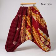 Reversible Kantha Quilted Harem Pants: Boho Festival Lounge Wear - Spiritu - Image 5