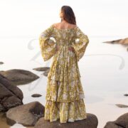 Boho Marigold Floral Maxi Dress: Off-Shoulder Cotton Wedding Gown - Lucia - Image 4