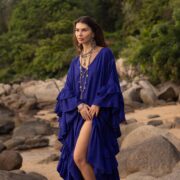 Plus Size Boho Kaftan Dress: Indigo Muse Rayon Gown - Wild Heart - Image 4