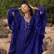 Plus Size Boho Kaftan Dress: Indigo Muse Rayon Gown - Wild Heart - Image 5