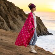 Magenta Bloom Kimono Robe: Gold Floral Bridal Cover-Up - Alura - Image 8