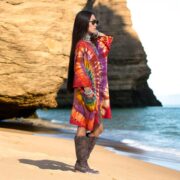 Plus Size Tie Dye Tunic: Handmade Boho Cotton Kaftan Top 1X-3X - Galaxy - Image 2