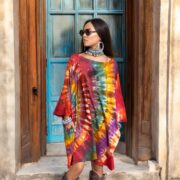 Plus Size Tie Dye Tunic: Handmade Boho Cotton Kaftan Top 1X-3X - Galaxy - Image 6