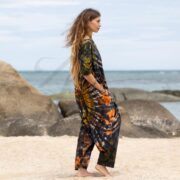 Handmade Plus Size Tie-Dye Jumpsuit: Golden Ochre Cotton Romper - Sadie - Image 2