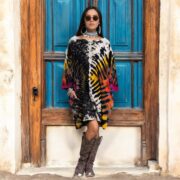 Handmade Galaxy Tie-Dye Tunic Dress: Boho Cotton Caftan Kimono