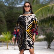 Handmade Galaxy Tie-Dye Tunic Dress: Boho Cotton Caftan Kimono - Image 10