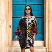 Handmade Galaxy Tie-Dye Tunic Dress: Boho Cotton Caftan Kimono - Image 4