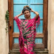 Plus Size Tie Dye Fringe Kaftan Dress: Handmade Boho Cotton Tunic - Arlo - Image 6