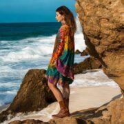 Plus Size Tie-Dye Tunic Dress: Cotton Kimono Mini with Pockets - Kumo - Image 2