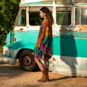 Plus Size Tie-Dye Tunic Dress: Cotton Kimono Mini with Pockets - Kumo - Image 6