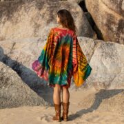 Plus Size Tie-Dye Tunic Dress: Cotton Kimono Mini with Pockets - Kumo - Image 9