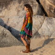 Plus Size Tie-Dye Tunic Dress: Cotton Kimono Mini with Pockets - Kumo - Image 8