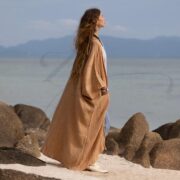 Handmade Gauze Cotton Kimono Duster: Boho Robe - Tan - Willow - Image 2