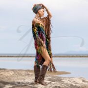Plus Size Boho Tie-Dye Fringe Tunic Dress: Handmade Cotton Kaftan - Arlo - Image 2