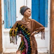 Plus Size Boho Tie-Dye Fringe Tunic Dress: Handmade Cotton Kaftan - Arlo - Image 8