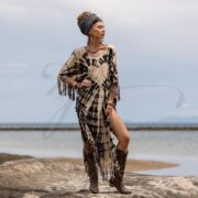 Hand-Dyed Tie-Dye Fringe Kaftan Dress: Plus Size Boho Festival Poncho - Arlo
