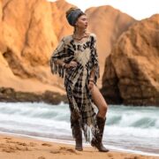Hand-Dyed Tie-Dye Fringe Kaftan Dress: Plus Size Boho Festival Poncho - Arlo - Image 8