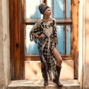 Hand-Dyed Tie-Dye Fringe Kaftan Dress: Plus Size Boho Festival Poncho - Arlo - Image 5