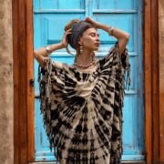 Hand-Dyed Tie-Dye Fringe Kaftan Dress: Plus Size Boho Festival Poncho - Arlo - Image 7
