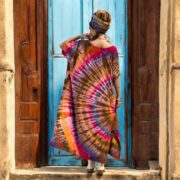 Handmade Tie Dye Cotton Kaftan Maxi Dress: Sunset Prism Boho Cover-Up - Nora - Image 9