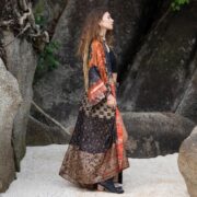 Vintage Silk Kimono Duster: Upcycled Boho Patchwork Robe - MAI - Image 2