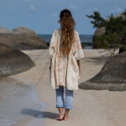 Embroidered Cotton Boho Tunic Dress: Plus Size Babydoll Kaftan with Pockets - Bellina - Image 3