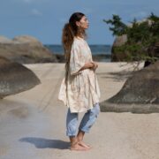 Embroidered Cotton Boho Tunic Dress: Plus Size Babydoll Kaftan with Pockets - Bellina - Image 2