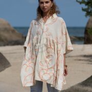Embroidered Cotton Boho Tunic Dress: Plus Size Babydoll Kaftan with Pockets - Bellina - Image 4