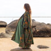 Autumn Garden Velvet Kimono Robe: Plus Size Boho Duster with Pockets - Harper Jade - Image 2