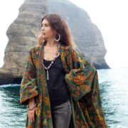 Autumn Garden Velvet Kimono Robe: Plus Size Boho Duster with Pockets - Harper Jade - Image 10