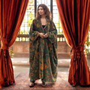 Autumn Garden Velvet Kimono Robe: Plus Size Boho Duster with Pockets - Harper Jade - Image 5