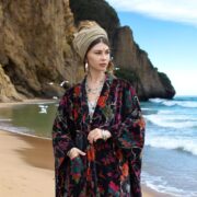 Plus Size Velvet Kimono Duster: Midnight Flora Boho Robe - Harper Jade - Image 4