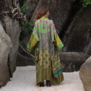 Mai Vintage Silk Kimono Duster – Jungle Orchid Boho Robe | Upcycled Sari Jacket by ZinniaPearl - Image 3