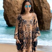 Boho Tie-Dye Tunic Dress: Handmade Cotton Caftan Kimono with Pockets - Galaxy - Image 4