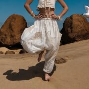 Lace Patchwork Harem Pants: Cream Cotton Boho Festival Trousers - Spiritu - Image 9