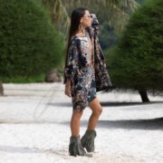 Plus Size Tie-Dye Cotton Caftan: Boho Festival Tunic Dress - Galaxy - Image 2