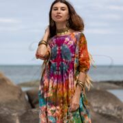 Plus Size Tie-Dye Jumpsuit: Handmade Cotton Romper with Peace Symbol - Sadie - Image 4