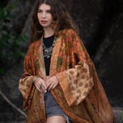 Vintage Silk Kimono Duster: Upcycled Boho Patchwork Robe-Mai - Image 4
