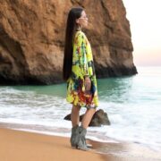 Plus Size Tie-Dye Caftan: Handmade Cotton Boho Kimono Dress with Pockets - Galaxy - Image 5