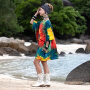 Plus Size Tie-Dye Cotton Caftan Tunic: Boho Festival Dress - Celestia - Image 2