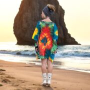 Plus Size Tie-Dye Cotton Caftan Tunic: Boho Festival Dress - Celestia - Image 9