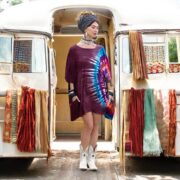 Handmade Tie-Dye Cotton Caftan Dress: Plus Size Boho Kimono Top - Celestia - Image 5