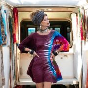 Handmade Tie-Dye Cotton Caftan Dress: Plus Size Boho Kimono Top - Celestia - Image 6