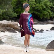 Handmade Tie-Dye Cotton Caftan Dress: Plus Size Boho Kimono Top - Celestia - Image 7
