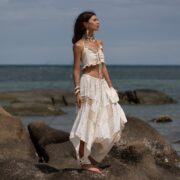 Handmade Boho Patchwork Harem Pants: Ivory Cotton Festival Trousers - Paloma - Image 2