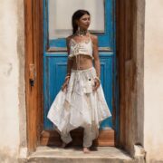 Handmade Boho Patchwork Harem Pants: Ivory Cotton Festival Trousers - Paloma - Image 9