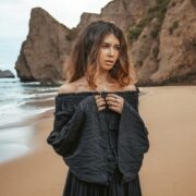 Lucia Off-Shoulder Boho Wedding Dress – Ruffled Tiered Cotton Maxi in Raven Black - Image 3