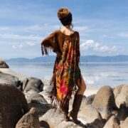 Handmade Tiedye Cotton Poncho: Boho Fringe Festival Wear - Arlo - Image 9