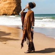 Handmade Tiedye Cotton Poncho: Boho Fringe Festival Wear - Arlo - Image 2