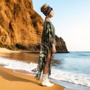 Handmade Tiedye Fringe Kaftan: Boho Festival Cotton Poncho - Arlo - Image 2